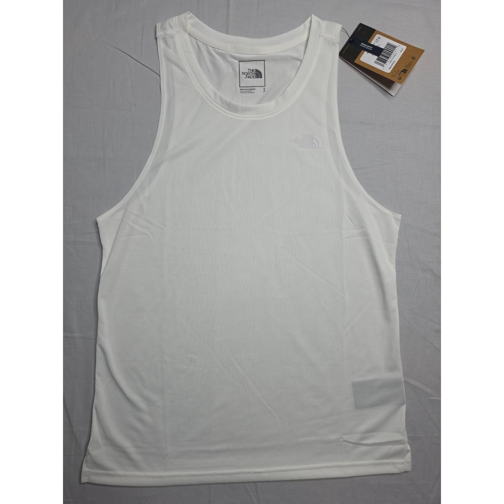 The North Face Breeze Tank Top Men's Small White Spellout Logo Athletic Workout